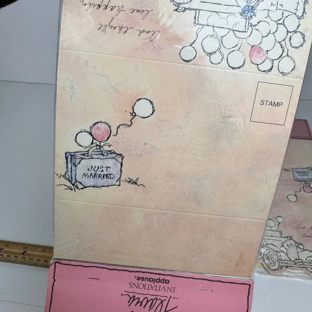 3 Pkgs Vtg Flavia Applause Just Married Tri Fold Wedding Invitations 30 Total‎